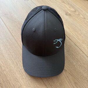 Trucker Hat Cap with Teal Fish Logo Mens Fishing Outdoors